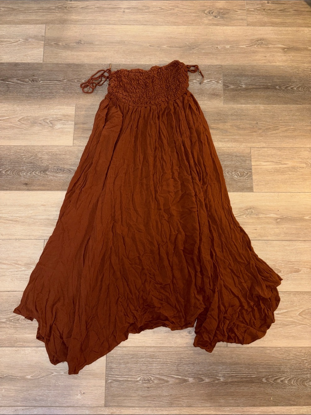 Free People Strapless Maxi Dress in Rust